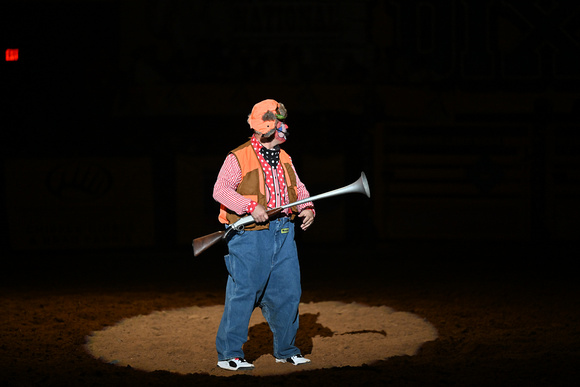 DROBERTS-DIXIE NATIONALS PRCA-PERF #1--02102023-MISC-DUSTY MYERS CLOWN ACT 7517
