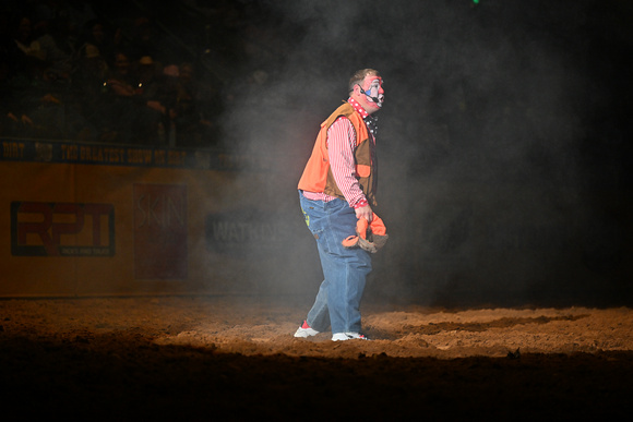 DROBERTS-DIXIE NATIONALS PRCA-PERF #1--02102023-MISC-DUSTY MYERS CLOWN ACT 7557