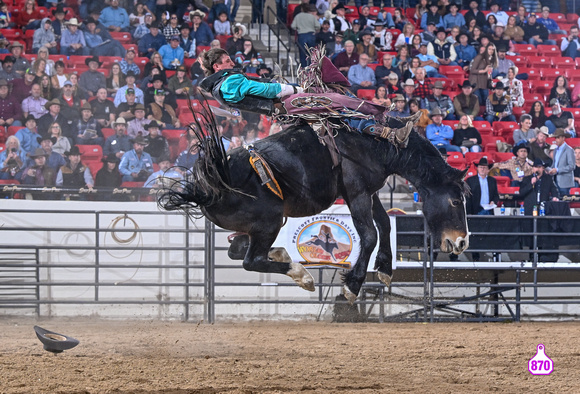 DROBERTS-BENNY BENIONS BUCKING HORSE SALE-PRCA PERMIT CHALLENGE-ROUND 1-12-7-23-BR-BB-COLT ECK-RACKETIER-COOPER CLAN-LOT 30 11602A