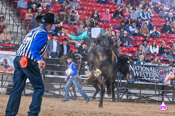 DROBERTS-BENNY BENIONS BUCKING HORSE SALE-PRCA PERMIT CHALLENGE-ROUND 1-12-7-23-BR-BB-COLT ECK-RACKETIER-COOPER CLAN-LOT 30 11603