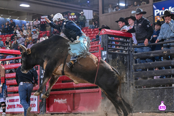 DROBERTS-BENNY BENIONS BUCKING HORSE SALE-PRCA PERMIT CHALLENGE-ROUND 1-12-7-23-BR-BRODY HASENACK-BIG R-STOCKYARDS PRO RODEO-LOT 56  11770A
