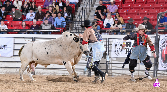 DROBERTS-BENNY BENIONS BUCKING HORSE SALE-PRCA PERMIT CHALLENGE-ROUND 2-12-7-23-BR-BRODY HASENACK-WHITE WATER-RICKY CARPENTER-LOT 73 12142A
