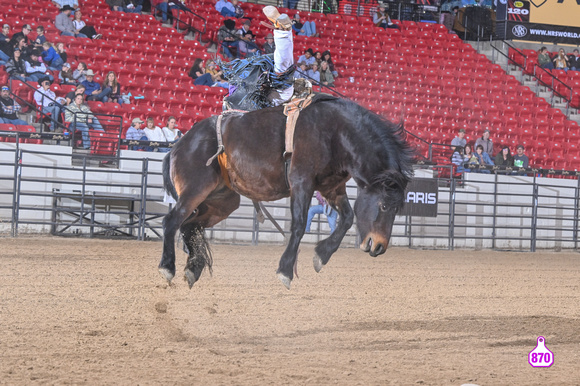 DROBERTS-BENNY BENIONS BUCKING HORSE SALE-PRCA PERMIT CHALLENGE-ROUND 2-12-7-23-MASON STUELLER-EXACTLY MIDNIGHT-WALKING M RODEO-LOT 34  11886A